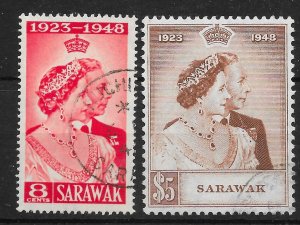 SARAWAK SG165/6 1948 SILVER WEDDING SET USED