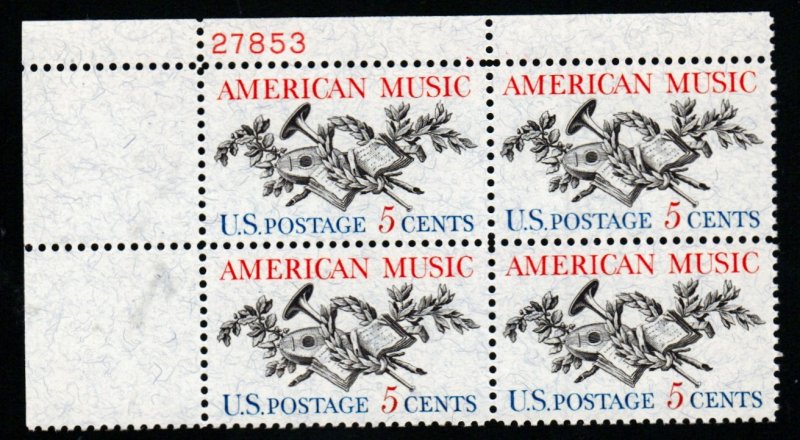 SC# 1252 - (5c) - American Music, MNH plate block/4 - UL # 27853