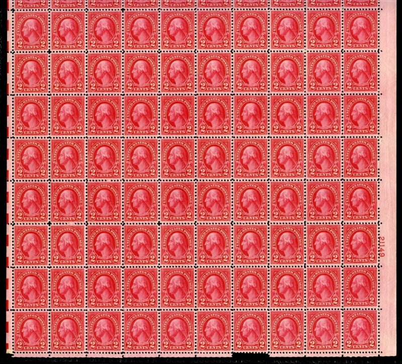 UNITED STATES SCOTT #634 2c WASHINGTON SHEET(100) MINT NH--SELVAGE DAMAGE