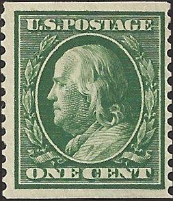 # 352 Mint Hinged Green Ben Franklin