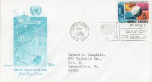 ZAYIX United Nations NY FDC Peaceful Use of Space Artmaster cachet 031823-SM126