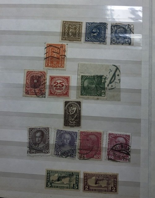 Red Stock Book With Old Stamps  Of Austria Very Clean