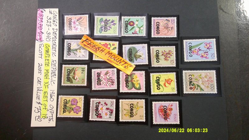 Congo Dem. Rep. 1960 OVPTS. Scott# 323-340 complete MNH XF set of 18