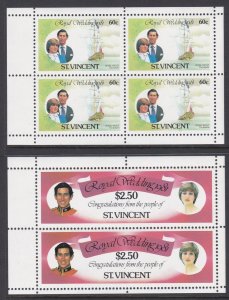 627a-30a  St Vincent Royal Wedding Booklet Panes MNH