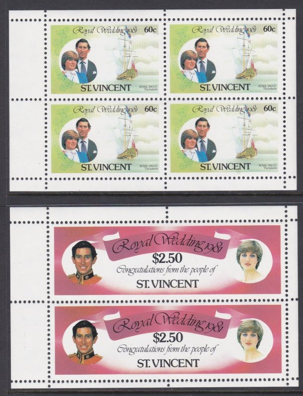 627a-30a  St Vincent Royal Wedding Booklet Panes MNH
