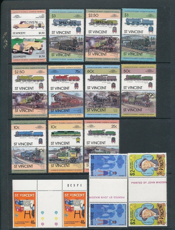 ST VINCENT Trains Sport Royalty Specimens MH (Aprx 150 Items) HP480) 