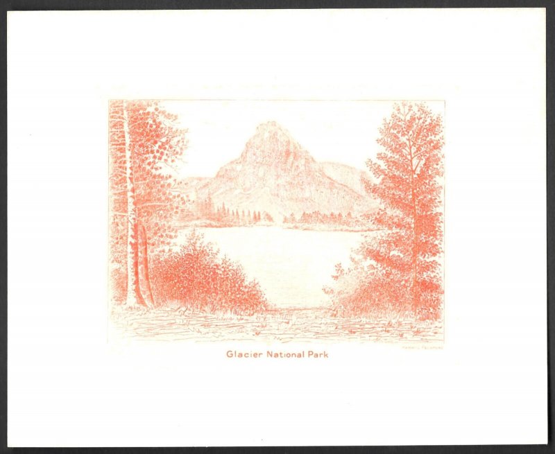 1934 National Parks Issue, Glacier, Orange, Peckmore Die Proof, Engraved