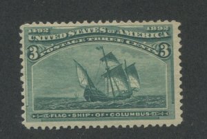 1893 US Stamp #232 3c Mint Never Hinged F/VF Catalogue Value $130