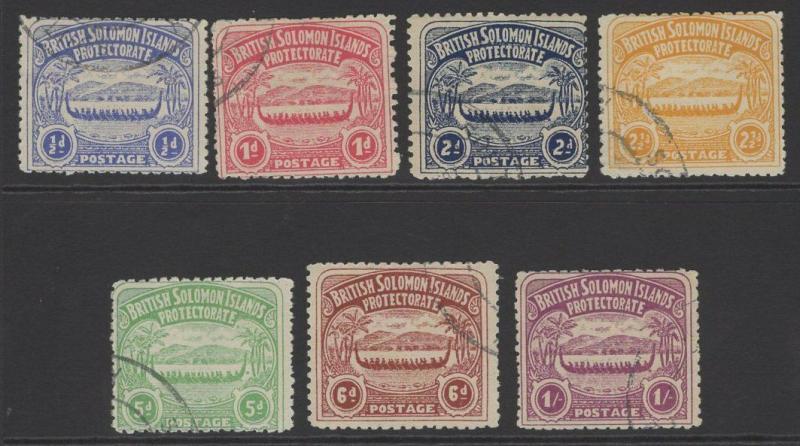 BRITISH SOLOMON IS. SG1/7 1907 DEFINITIVE SET USED (2d HAS HINGE THIN)