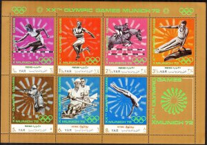 {Y119} Yemen 1971 Olympics Munich Sheet of 7 MNH** Mi.:1463/9 7,00Eur