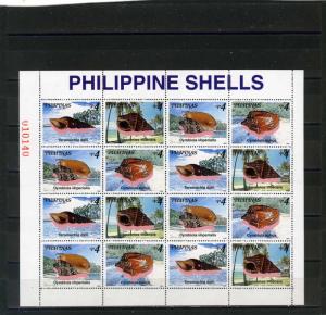 PHILIPPINES 1998 Sc#2568-2569 SHELLS SHEET OF 16 STAMPS MNH 