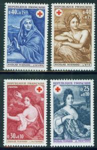 FRANCE Scott B421-24 MNH** 1968-9 red cross Semi Postal set