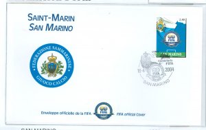 San Marino 1600 2004 Centenary of Fifa 1904-2004, FDC - Single Stamp, Soccer, Football