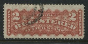 Canada 1875 Registered 2 cents rose carmine used