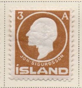 Iceland Sc 87 1911 3 aur Sigurdsson stamp mint