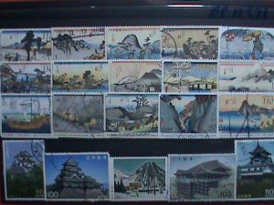 JAPAN STAMP:   SET OF 20 COLORFUL BEAUTIFUL PICTORIAL   JUMBO  LARGE USED STAMP.