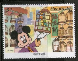 Grenada 1997 Mickey Visits Hong Kong Parrot Birds Sc 2607a Disney Animation C...