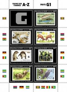 Niger - 2019 Animal Stamps on Stamps WWF - 7 Stamp Sheet - NIG190508a02