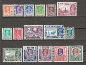 BURMA 1938/40 SG 18b/33 MNH Cat £250