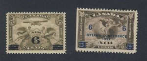 2x Canada Airmail Stamps  #C3-6c/5c MNH F #C4-6c/5c MH F/VF Guide Value = $40.00