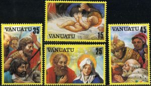 Vanuatu #342-345 Christmas Paintings Postage Stamps 1982 Mint LH