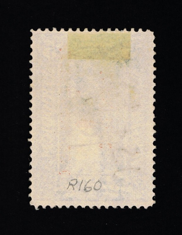 EXCEPTIONAL GENUINE SCOTT #R160 VF-XF 1898 BLUE $5 WITH RED SURCHARGE READING UP 