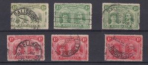 BSAC Rhodesia 1910 1/2d (3) 1d (3) Double Head Collection CDS VFU BP8795