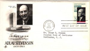 #1275 Adlai Stevenson  =United Airlines Artcraft Cachet