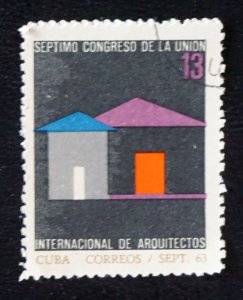 CUBA Sc# 812  ARCHITECTS UNION building HOUSE w/ DOORS 13c 1963  used