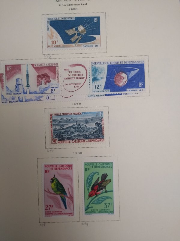 collection on pages New Caledonia airmail 1966-69 complete mint PS: CV $230