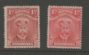 Rhodesia 1905-09 SG 192,193 MH