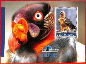 A3169 - UGANDA ERROR MISSPERF souvenir s: 2014 birds, vultures Gypaetus beardedusu-