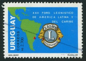 Uruguay #1433 Lions Club Forum 2700p Postage Stamp Latin America 1992 Used