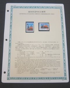 Taiwan Stamp Sc 2244-2245 Railway set MNH Stock Card