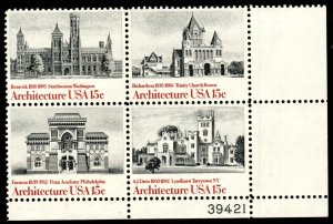 SC# 1838-1841 - (15c) - American Architecture - MNH - Plate Block/4 - LR # 39421