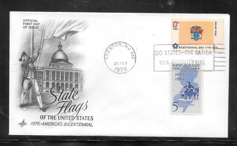 Just Fun Cover #1635 FDC NJ. State Flag Artcraft Cachet. (A1465)