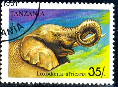 African Bush Elephant, Tanzania stamp SC#796 used