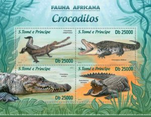 St Thomas - Crocodiles - 4 Stamp Sheet - ST13214a