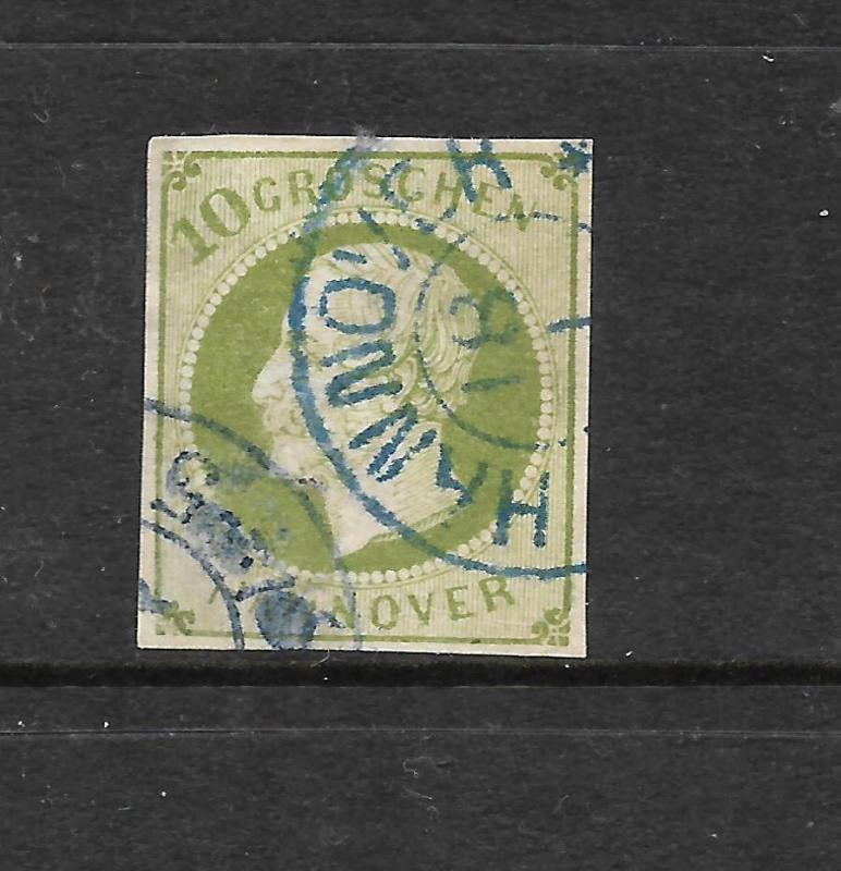 HANNOVER  1859-61  10gr  GREEN  IMPERF   FU      Sc 24   SG 31