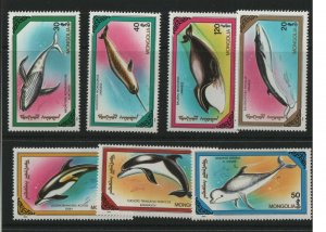 Thematic stamps MONGOLIA 1990 MARINE MAMMALS 2113/9 mint