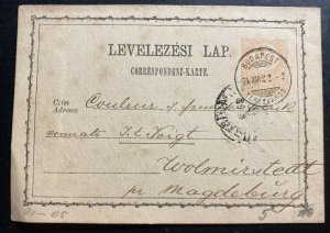 1874 Budapest Hungary Stationery postcard Cover To Magdeburg Germany