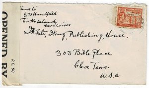 Turks & Caicos Islands 1944 Grand Turk cancel on cover to the U.S., censored