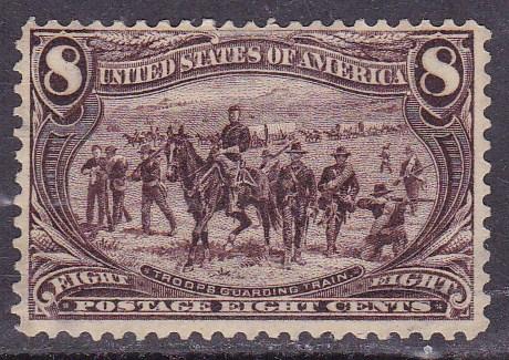 U.S. 1898 8c violet brn Troops Guarding Wagons Trans-Mississippi F/VF/Mint(*)