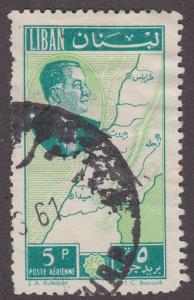 Lebanon C296 President Fuad Chehab & Map of Lebanon 1961