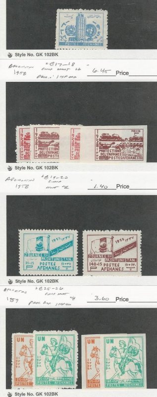Afghanistan, Postage Stamp, #B16, B17-8 +Imperf Mint LH, B19-20, B25-6 NH, JFZ