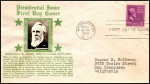 Scott 824 19 Cents Hayes Crosby FDC Typed Address Planty 824-38