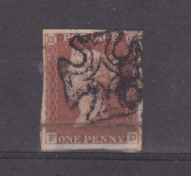 GB QV 1841 1d Red Imperf Belfast Maltese Cross VFU BP13221