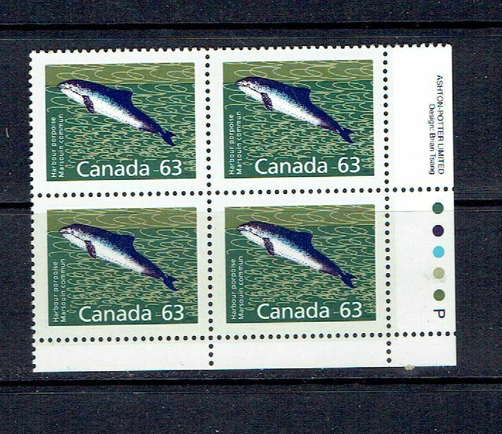 CANADA - 1990 HARBOUR PORPOISE - PERF 13.1 - LRPB - SCOTT 1176a - MNH