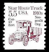 PCBstamps   US #2125a (=) .055 Star Route, coil, MNH, (5)