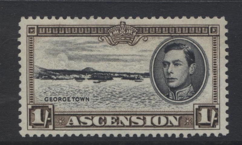 Ascension Islands - Scott 46 - KGVI - 1944- MVLH - 1/- Dark Brown